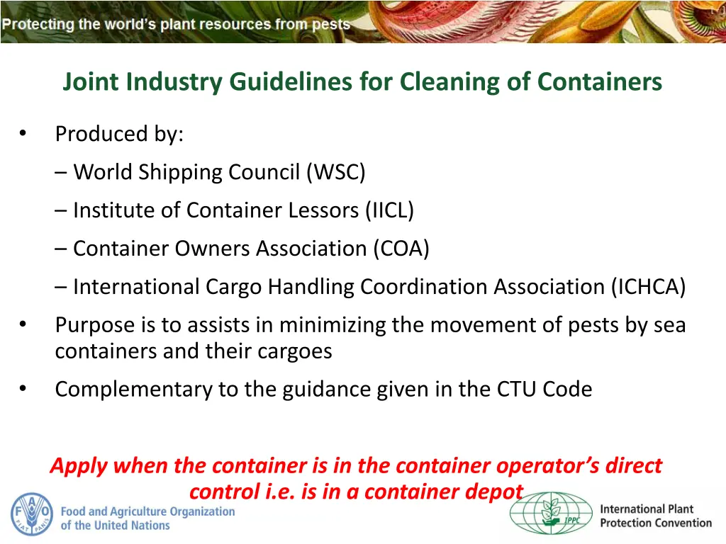 joint industry guidelines for cleaning