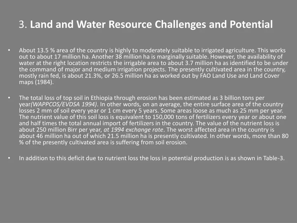 3 land and water resource challenges and potential