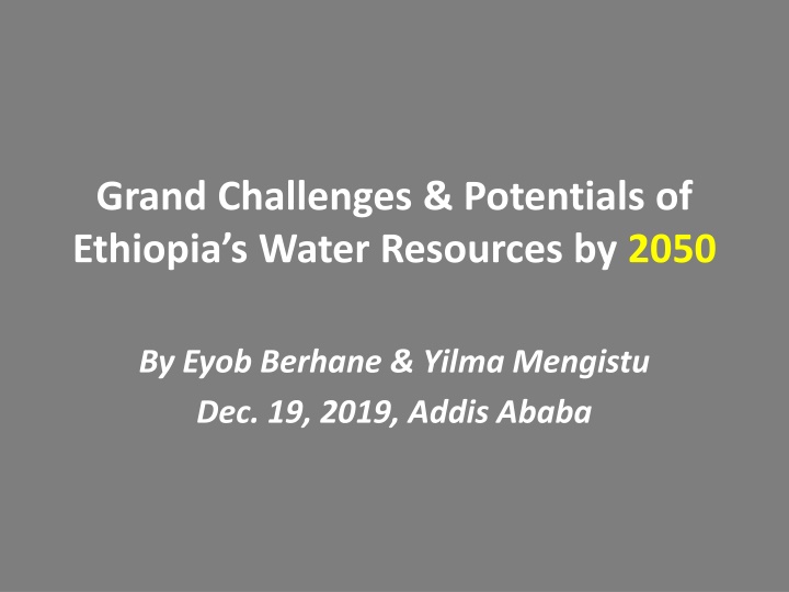 grand challenges potentials of ethiopia s water