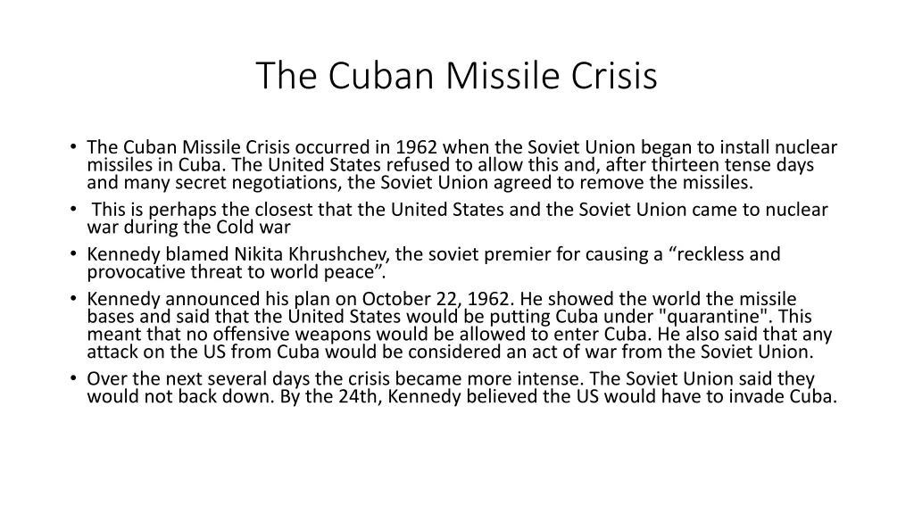 the cuban missile crisis