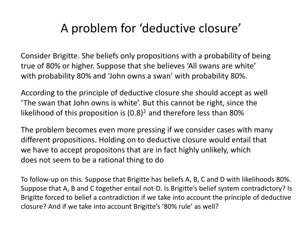 a problem for deductive closure