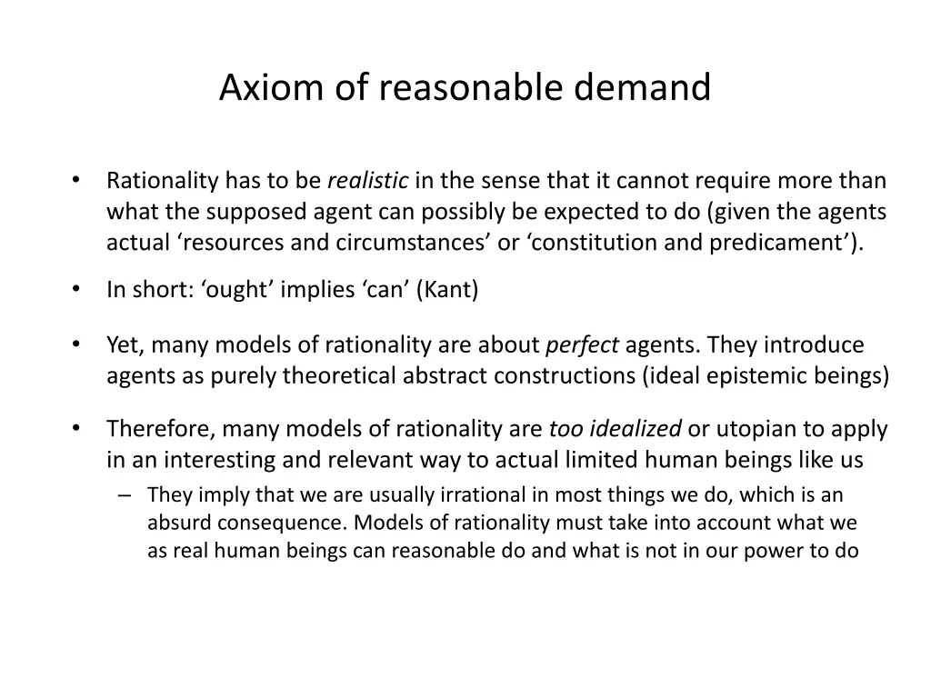 axiom of reasonable demand