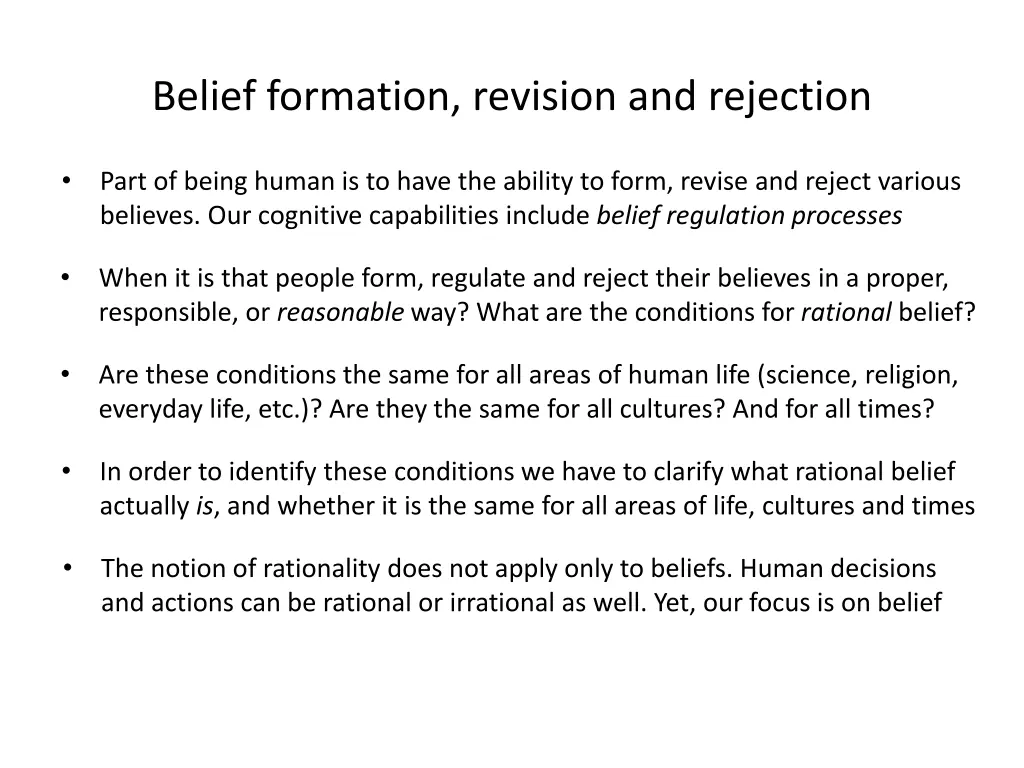 belief formation revision and rejection