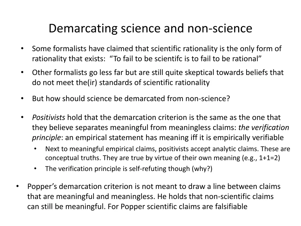 demarcating science and non science