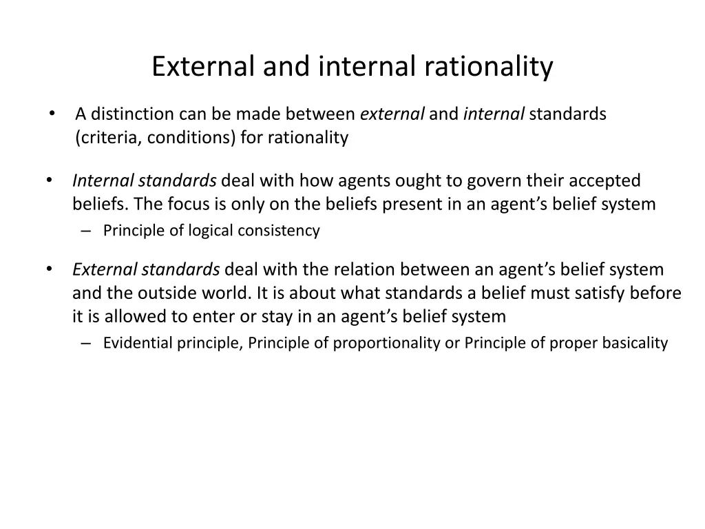 external and internal rationality