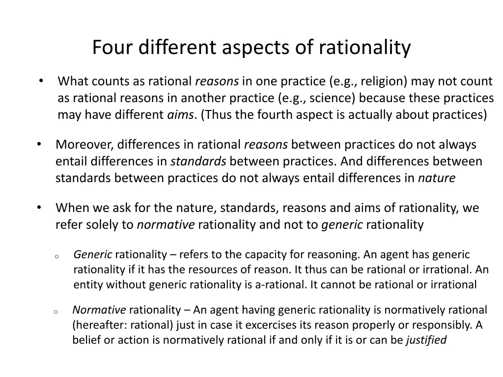 four different aspects of rationality 1