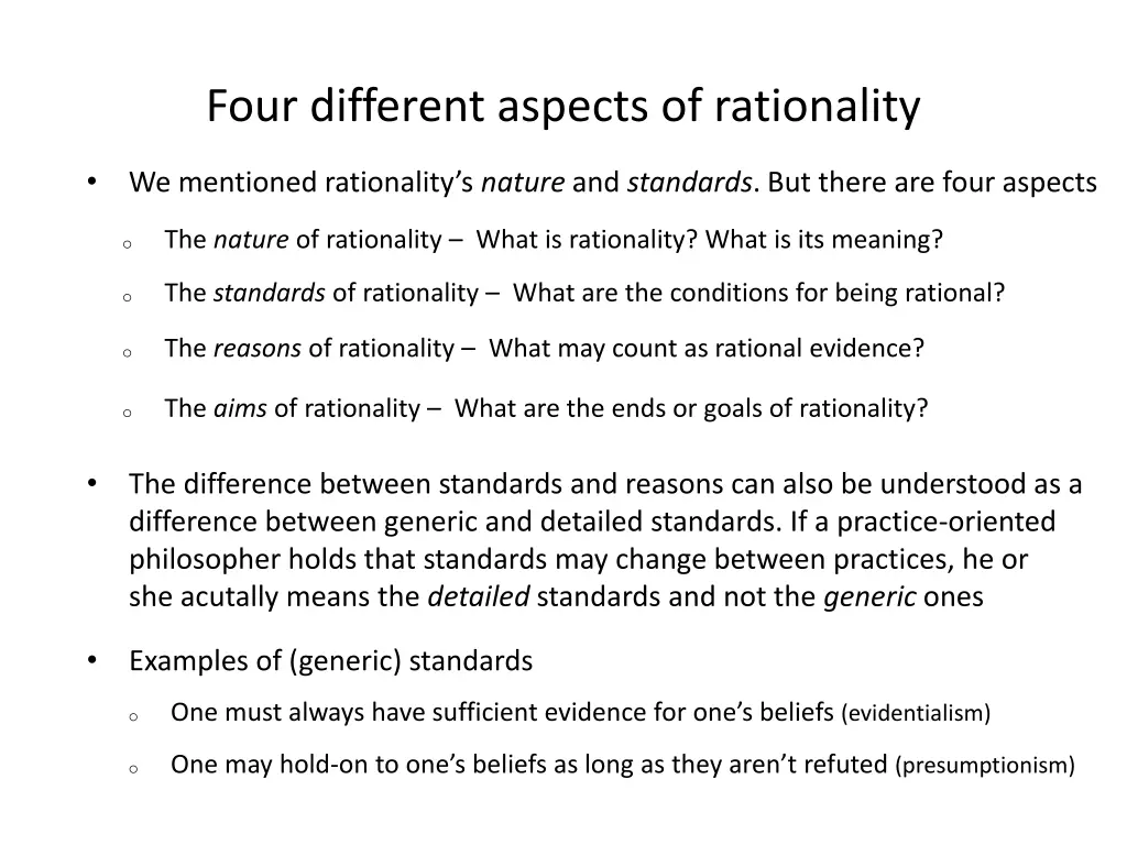 four different aspects of rationality