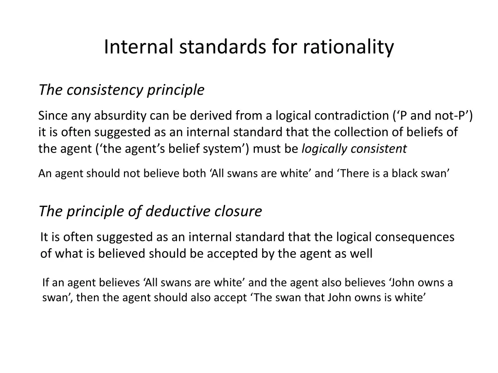 internal standards for rationality