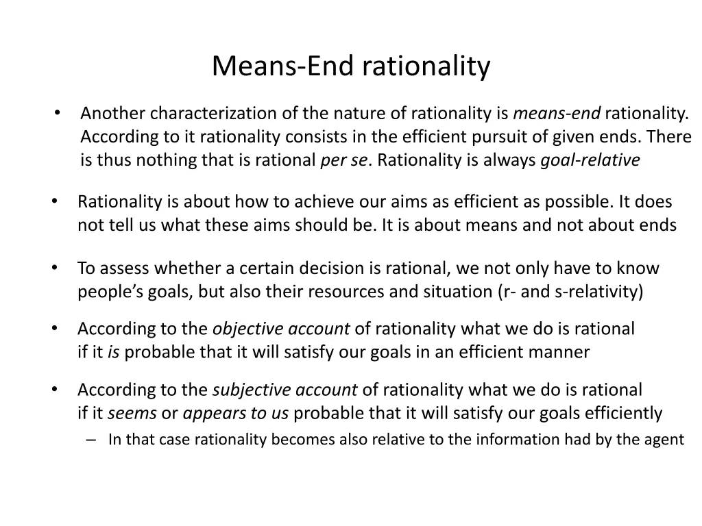 means end rationality