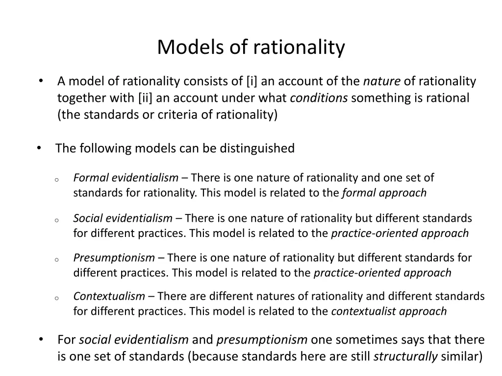 models of rationality