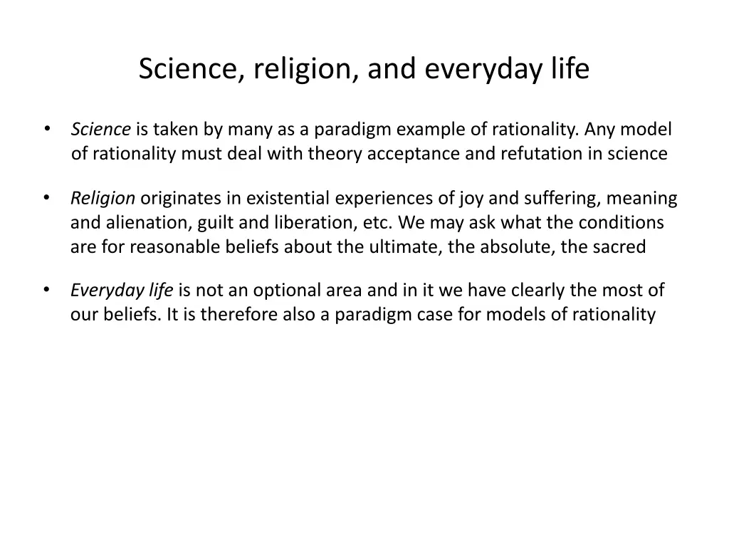 science religion and everyday life