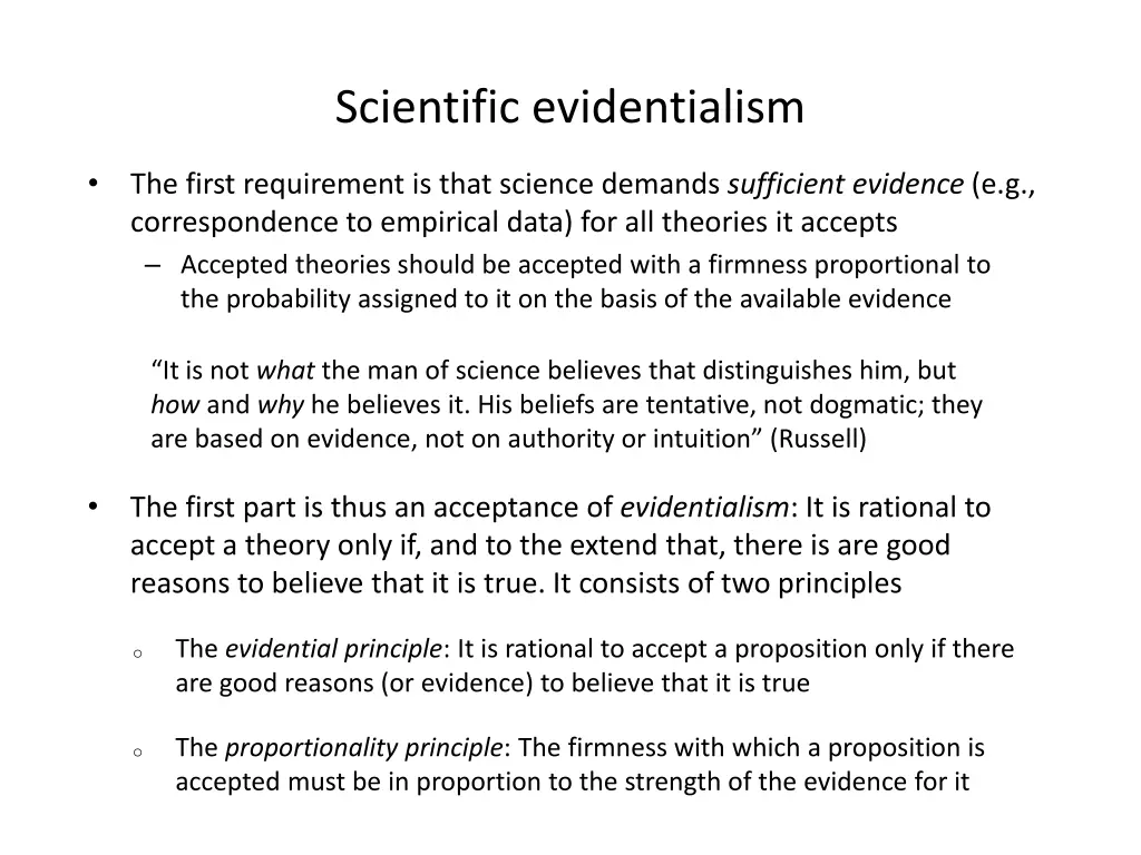 scientific evidentialism