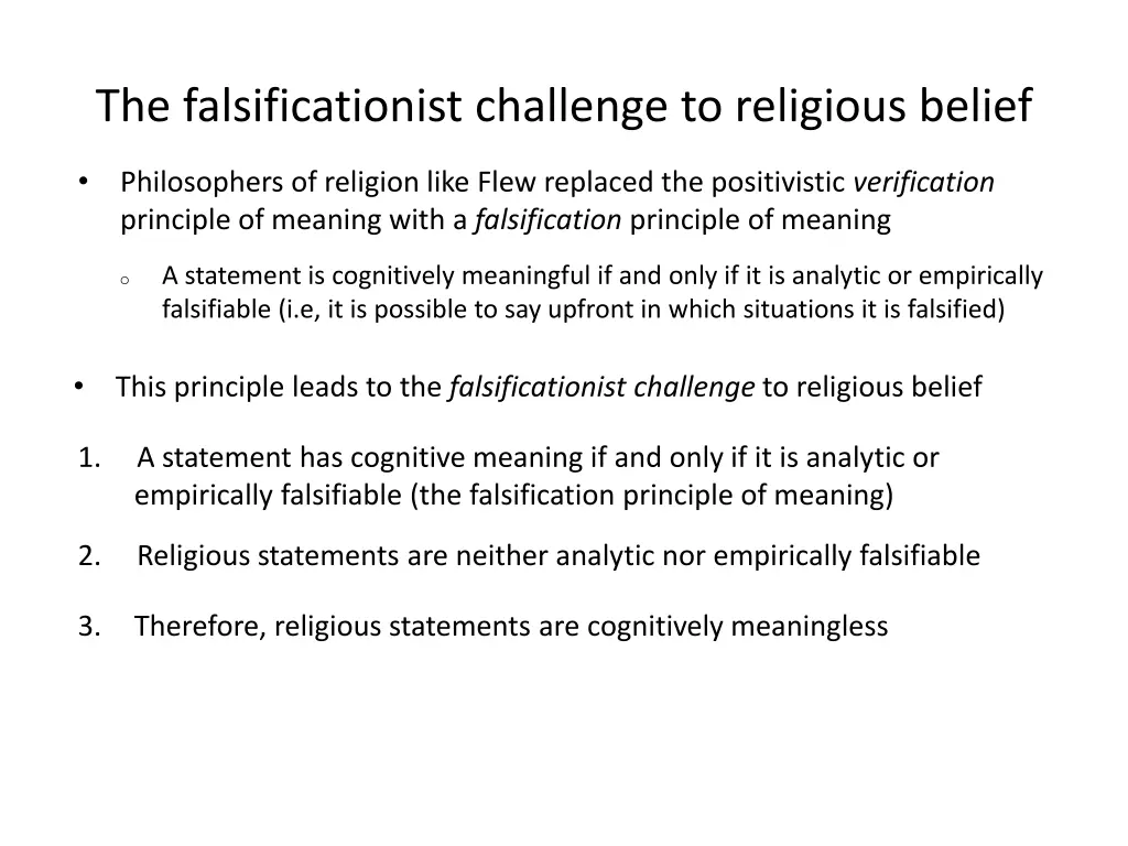 the falsificationist challenge to religious belief