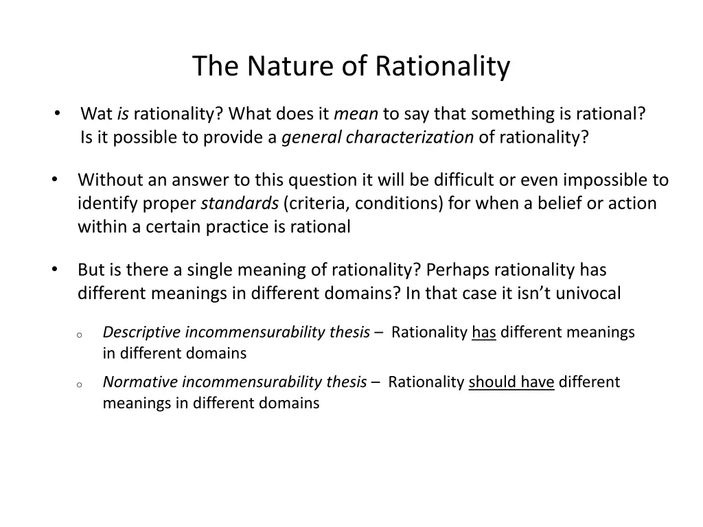 the nature of rationality