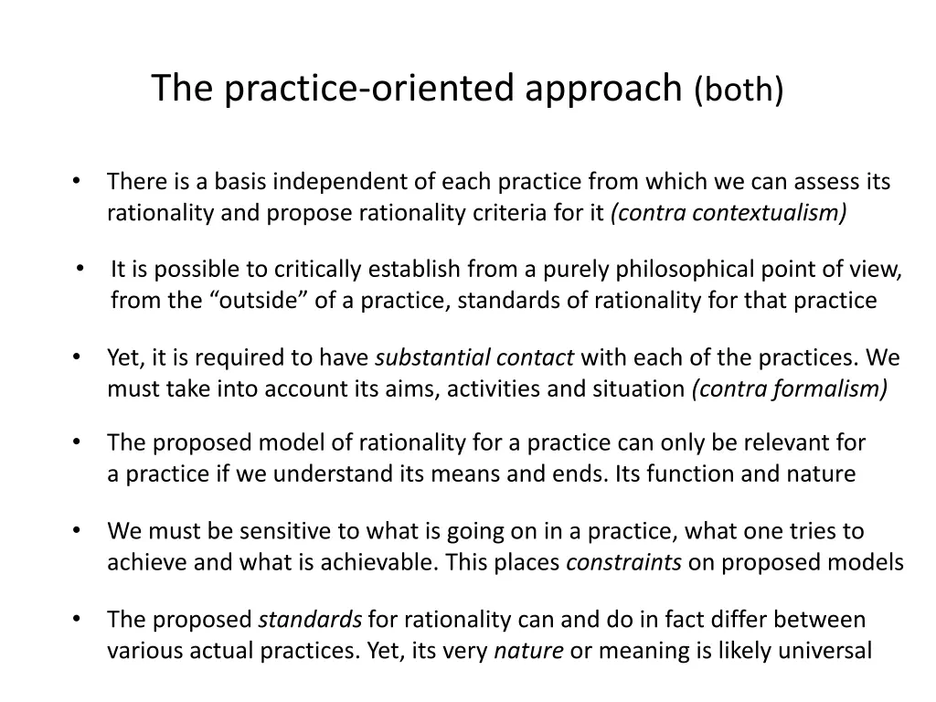 the practice oriented approach both