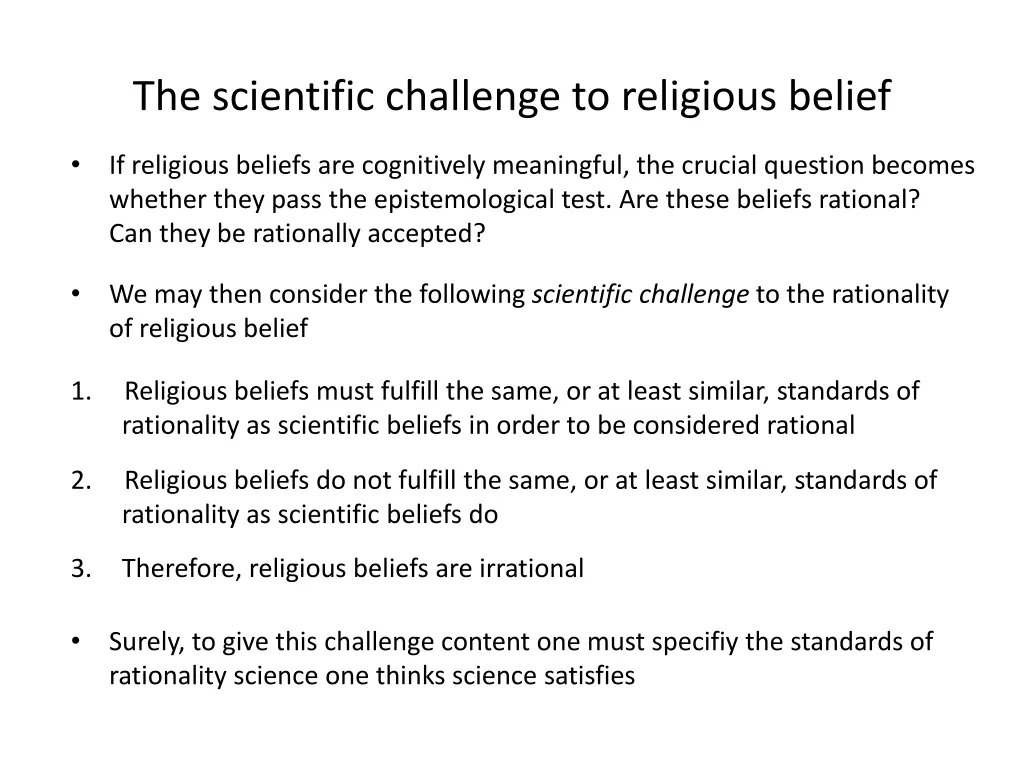 the scientific challenge to religious belief