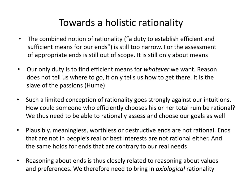 towards a holistic rationality