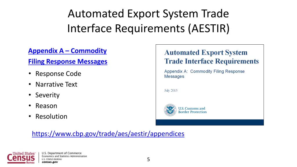 automated export system trade interface