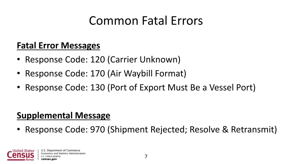 common fatal errors