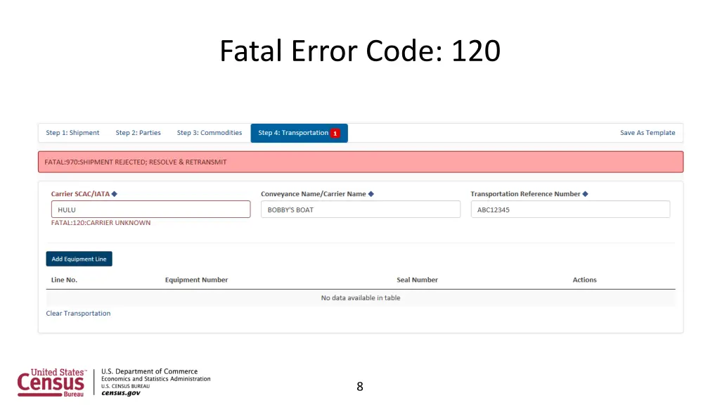 fatal error code 120