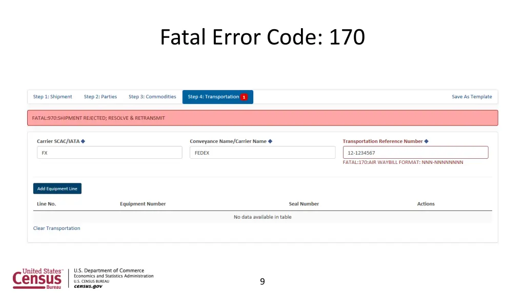 fatal error code 170