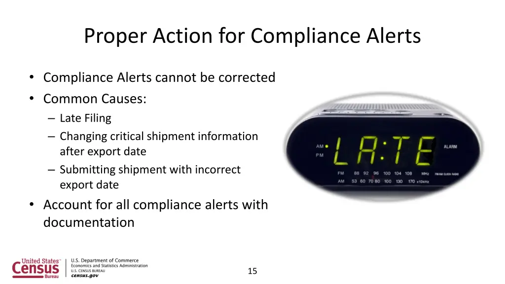 proper action for compliance alerts