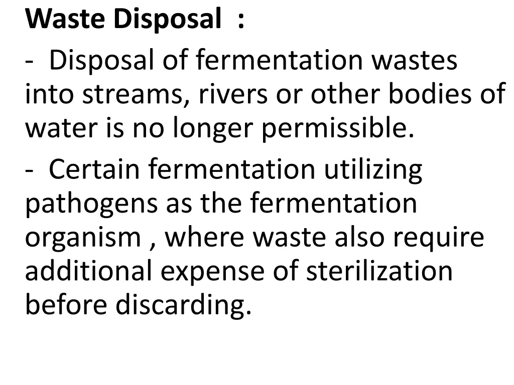 waste disposal disposal of fermentation wastes