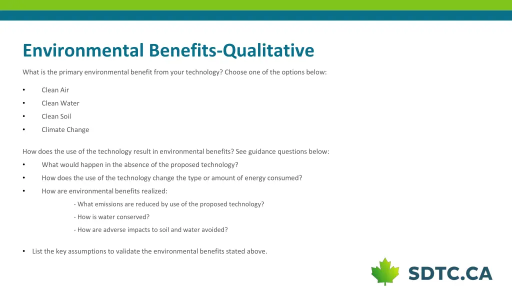 environmental benefits qualitative