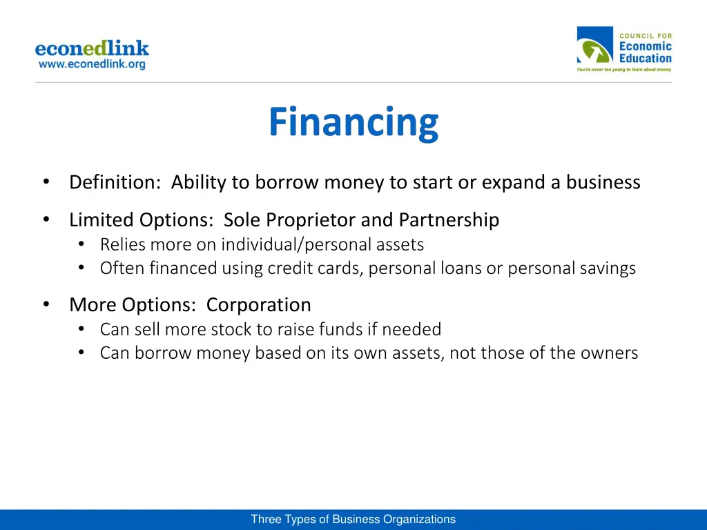 definition ability to borrow money to start