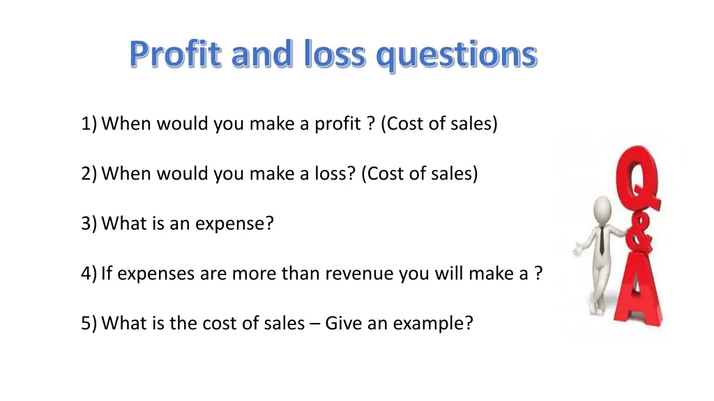 profit and loss questions