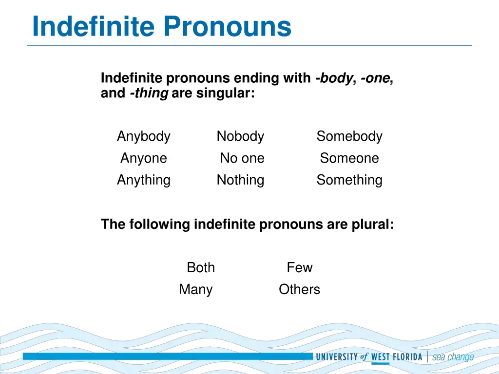 indefinite pronouns