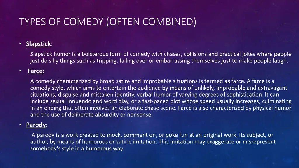 types of comedy often combined