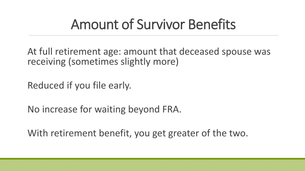 amount of survivor benefits amount of survivor