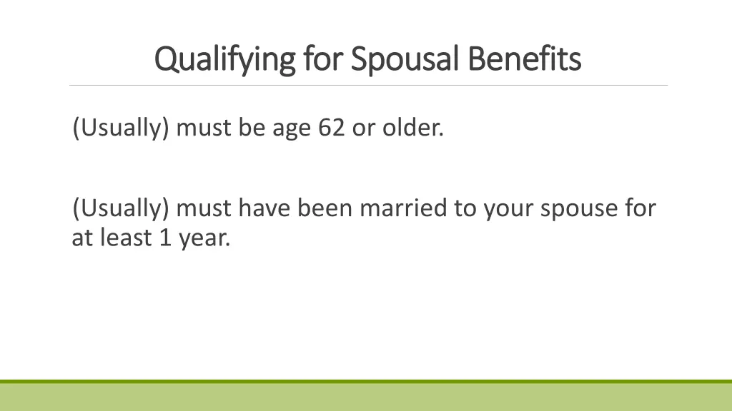 qualifying for spousal benefits qualifying