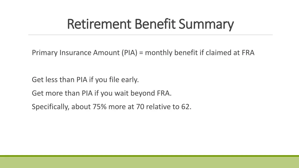 retirement benefit summary retirement benefit