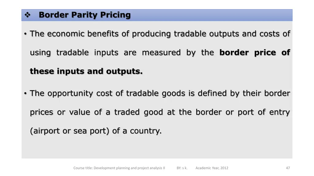 border parity pricing