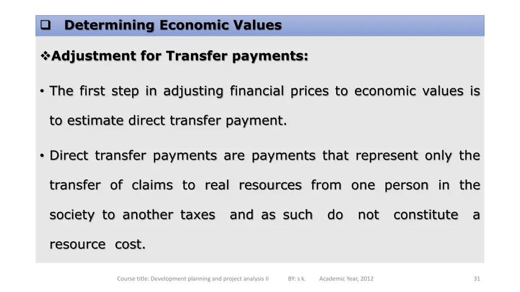 determining economic values