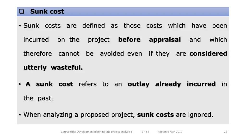 sunk cost