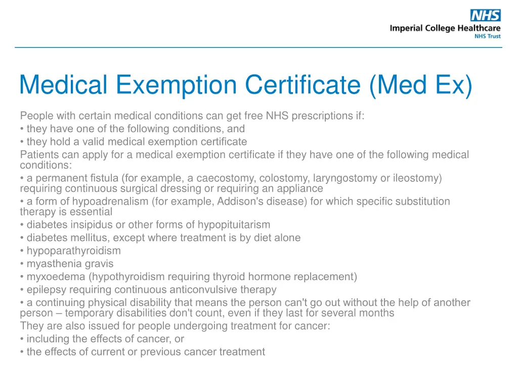 medical exemption certificate med ex