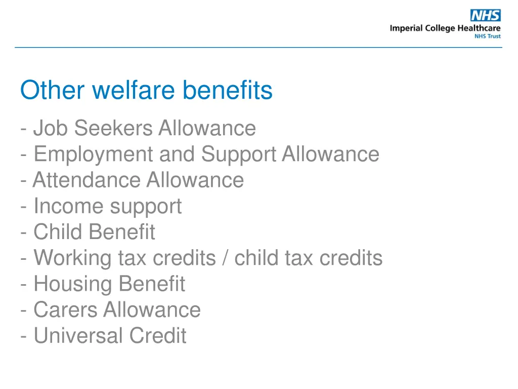 other welfare benefits job seekers allowance