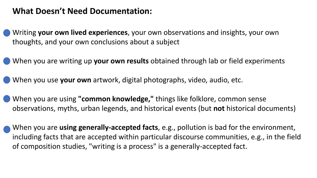 what doesn t need documentation