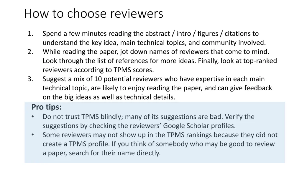 how to choose reviewers