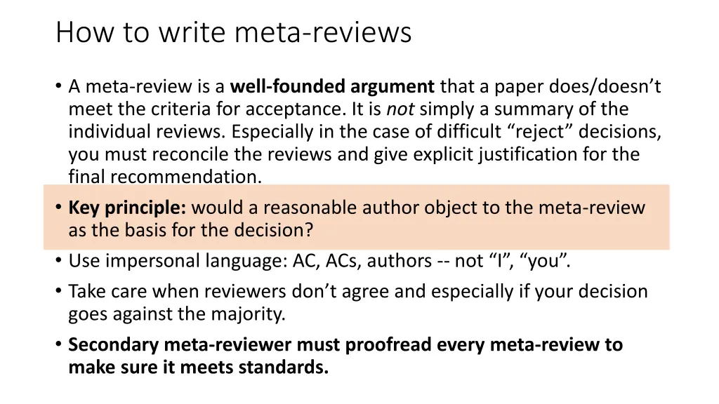 how to write meta reviews