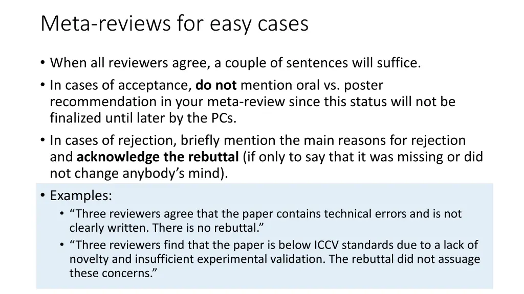 meta reviews for easy cases