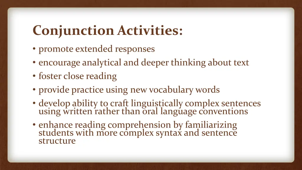 conjunction activities