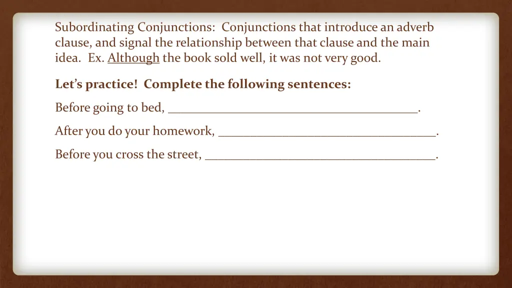 subordinating conjunctions conjunctions that