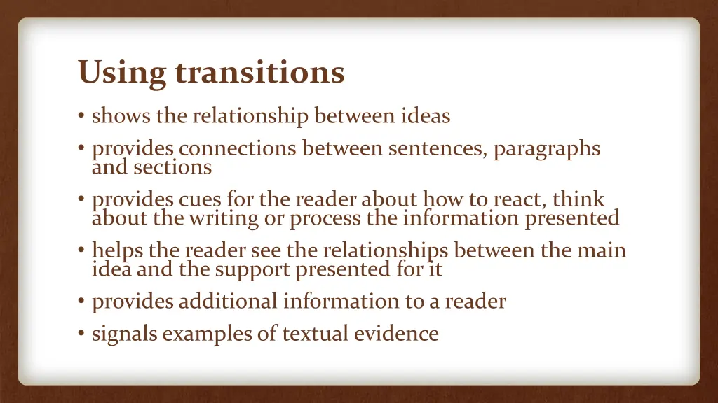 using transitions