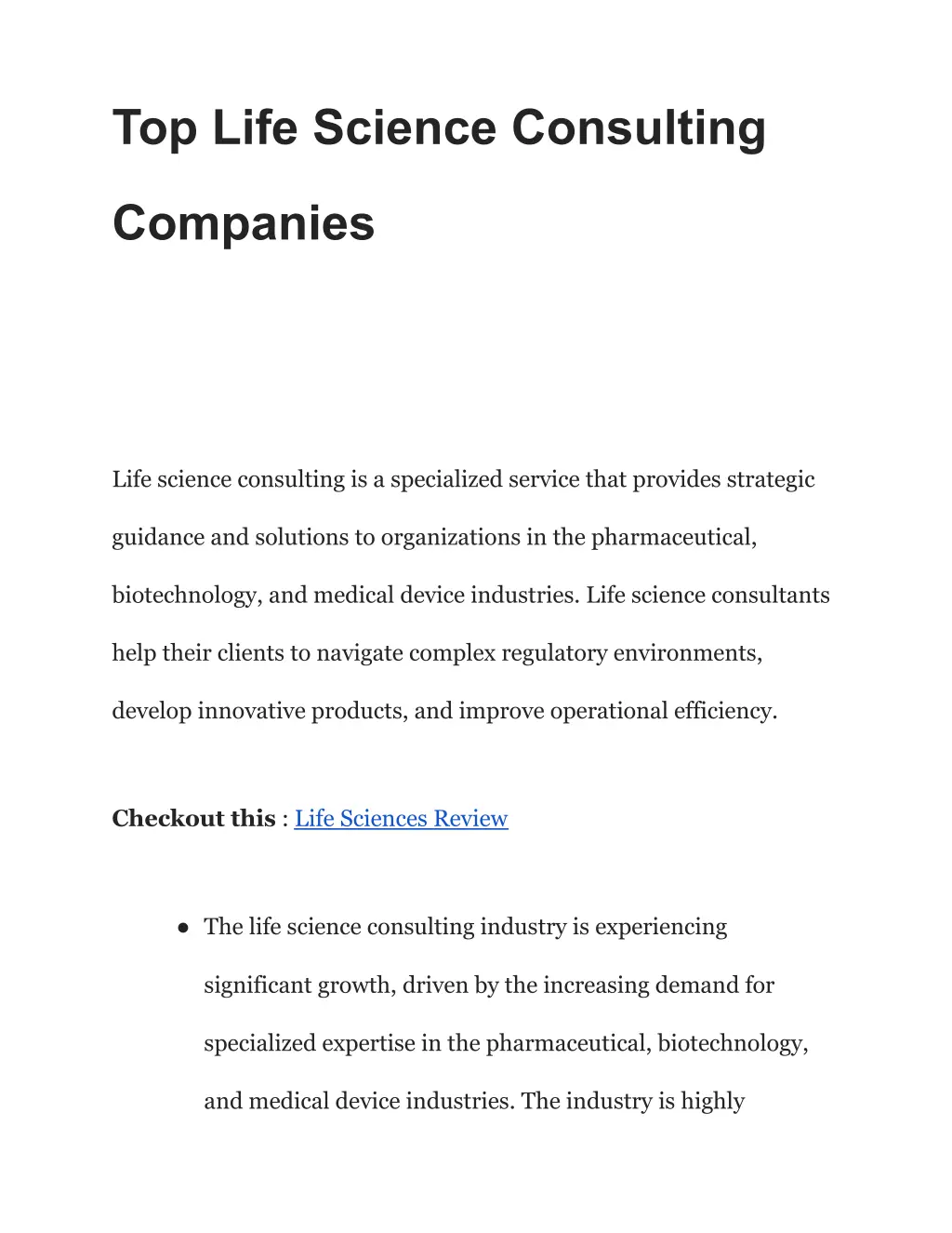 top life science consulting