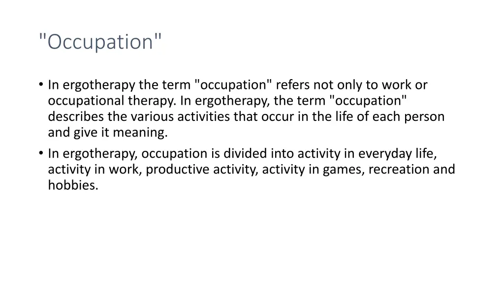 occupation