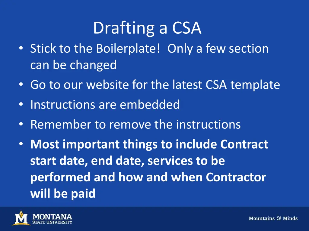 drafting a csa